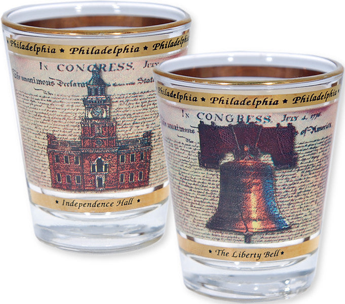 Shot Glass 22K Gold Philadelphia Parchment