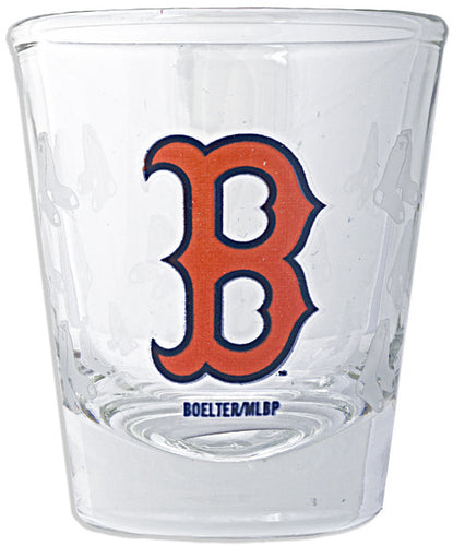 Shot Glass Satin Etch Red Sox