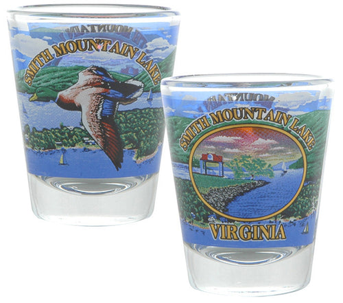 Shot Glass Ovals with gold Smith Mountain Lake