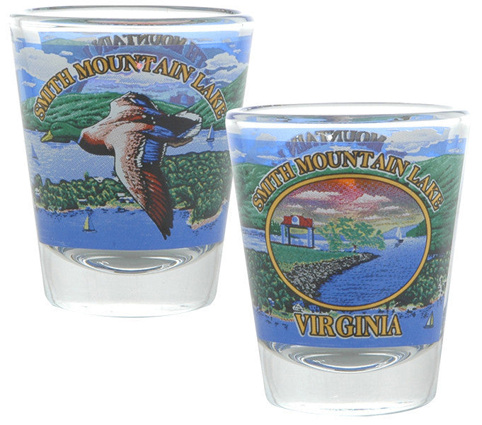 Shot Glass Ovals with gold Smith Mountain Lake