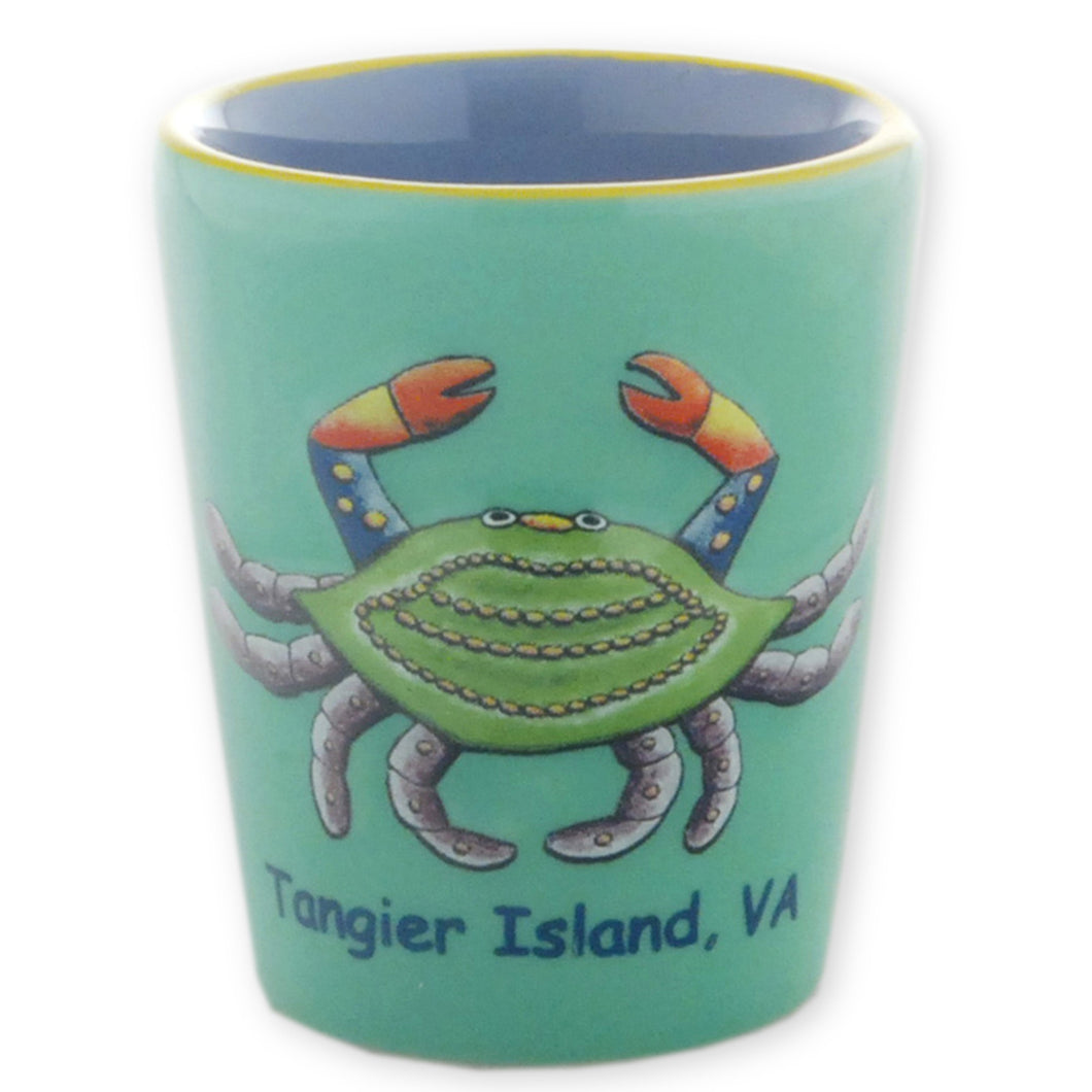Shot Glass Raised Crab Tangier Island