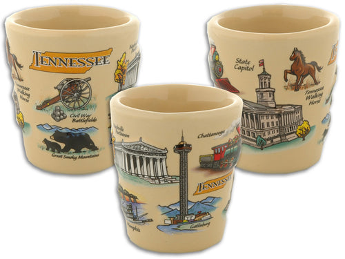 Shot Cup Raised Tan Green Tennessee