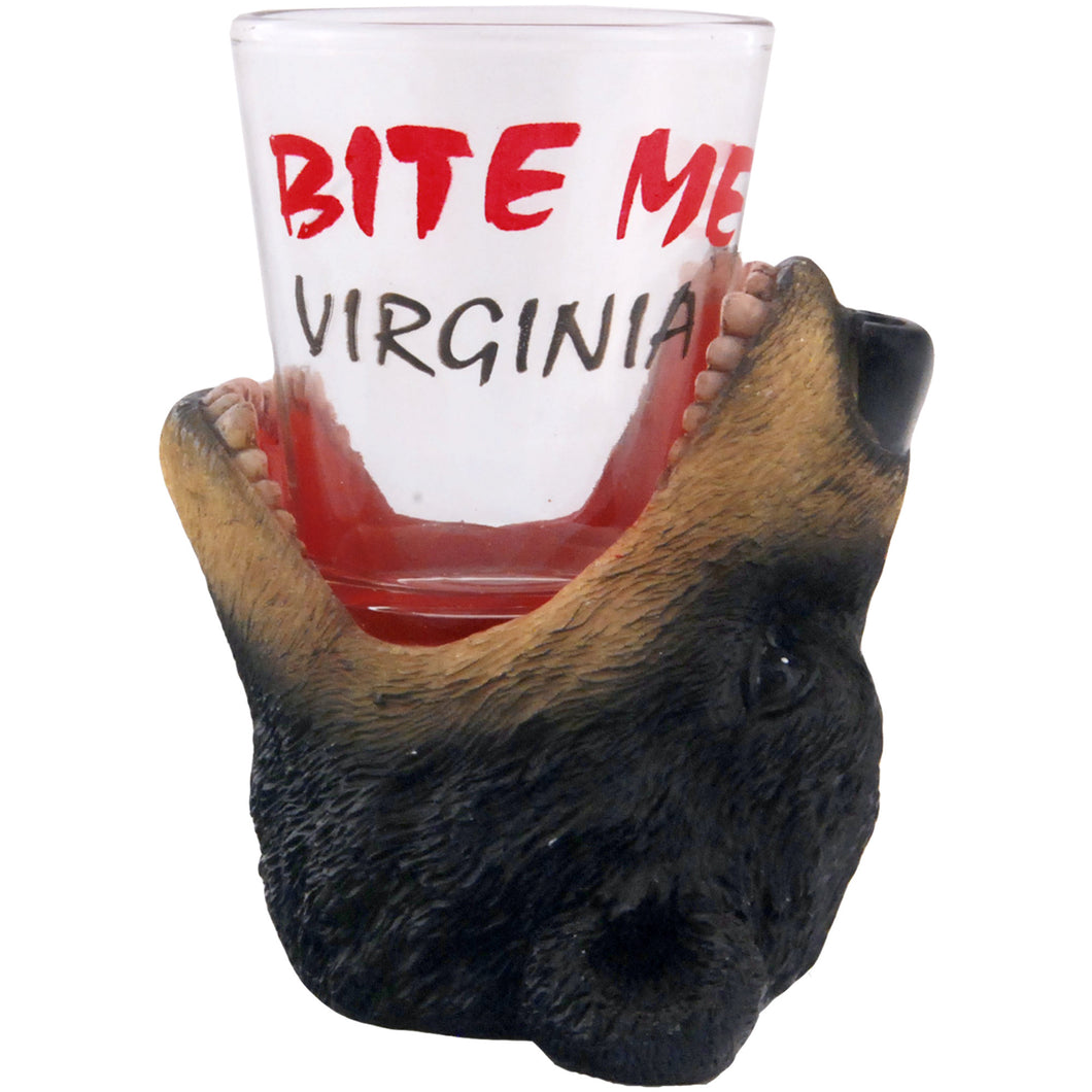 Shot Glass 3D Bear Bite Me Virginia