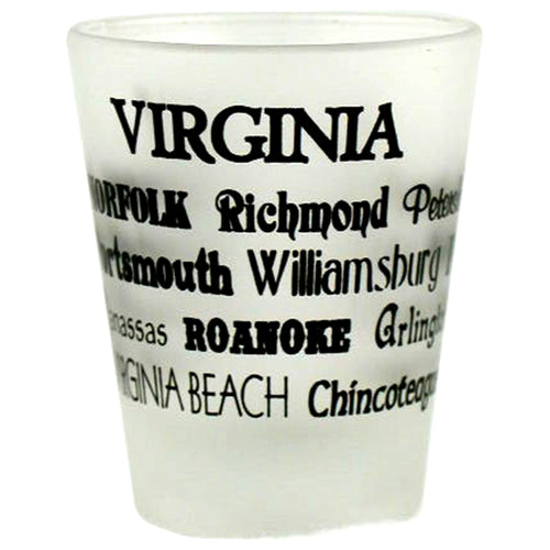 Shot Glass Frosted Cities Virginia