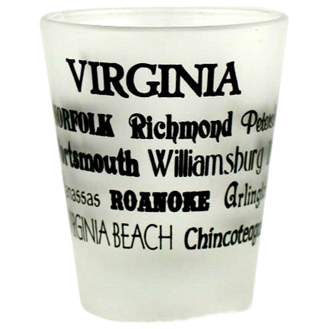 Shot Glass Frosted Cities Virginia