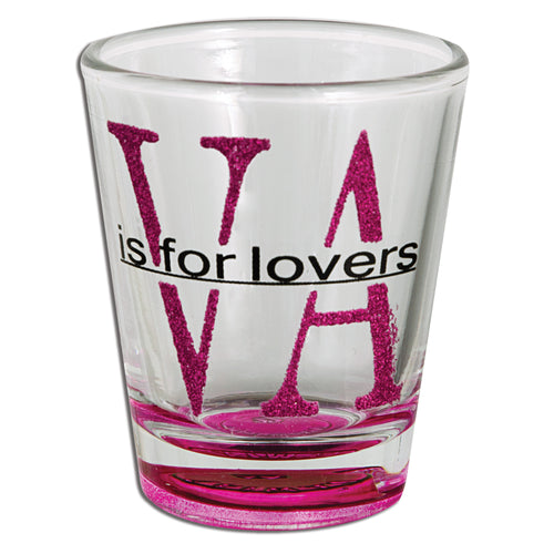 Shot Glass Glitter VA is for Lovers with Color Bottom