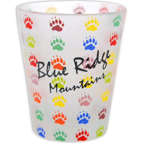 Shot Glass Frosted Polka Paws Blue Ridge Mountains