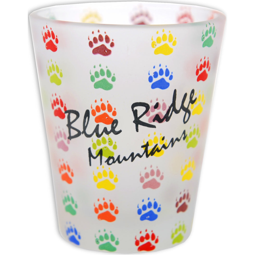 Shot Glass Frosted Polka Paws Blue Ridge Mountains