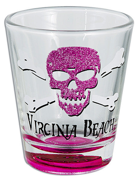 Shot Glass Glitter PinkTurq Skull VIRGINIA BEACH