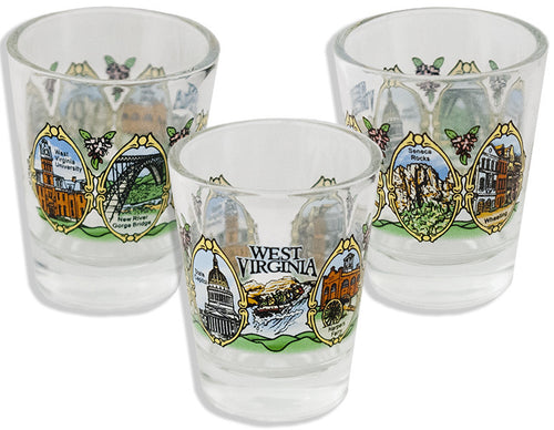 Shot Glass Green Scenes West Virginia