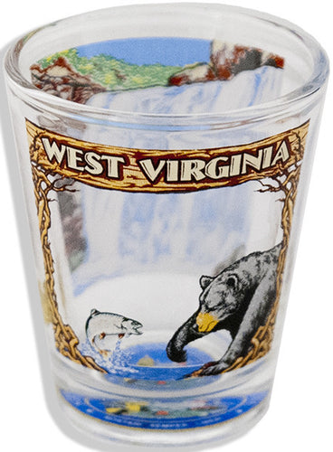 Shot Glass West Va SeeThru with Bottom Seal