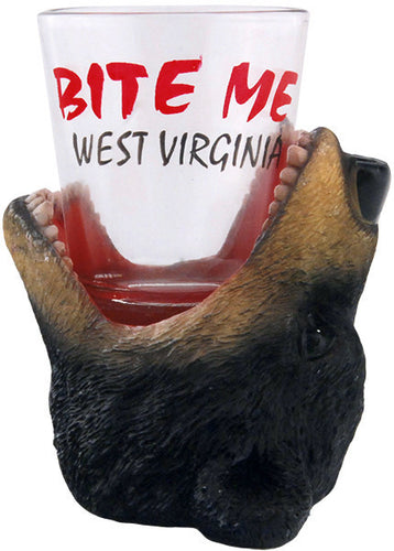 Shot Glass 3D Bear Bite Me West Virginia