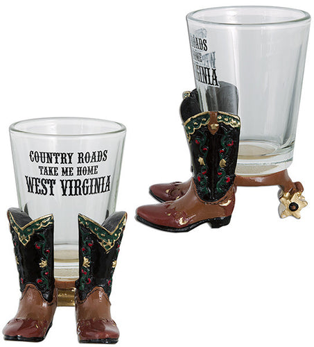 Shot Glass Polyresin Boots West Virginia