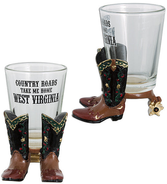 Shot Glass Polyresin Boots West Virginia