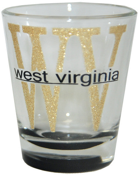 Shot Glass Glitter WV with Colored Bottom