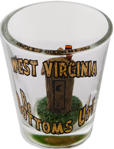 Shot Glass Bottoms Up West Virginia 3D Outhouse