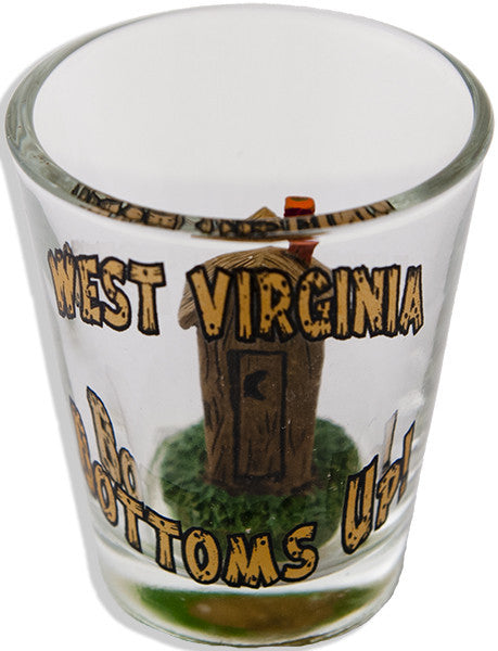 Shot Glass Bottoms Up West Virginia 3D Outhouse