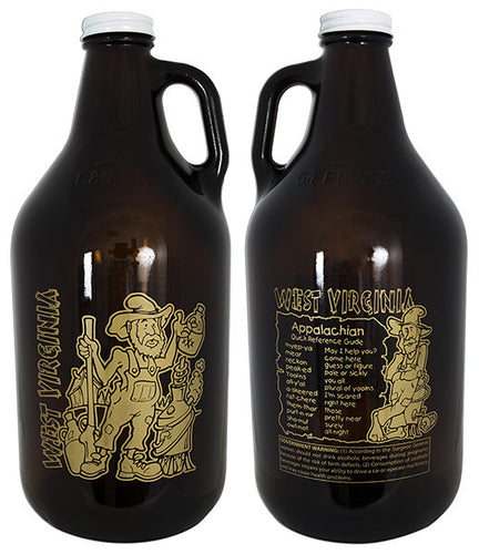 GRWV1 Growler 64 oz with Lid WV Appalachian Sayings
