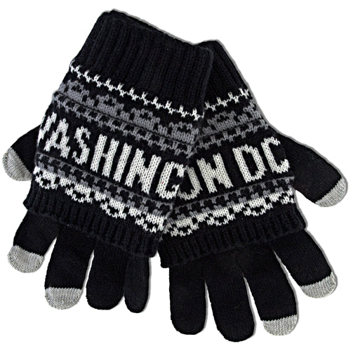 Knit Gloves - Washington DC BLACK/WHITE/GREY