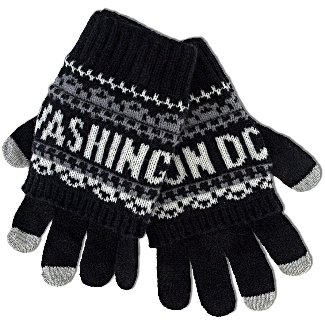 Knit Gloves - Washington DC BLACK/WHITE/GREY