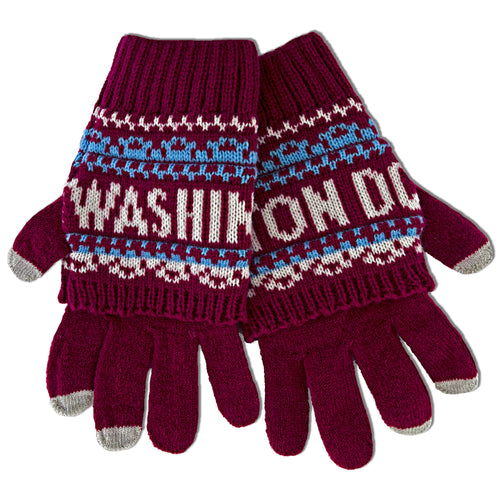 Knit Gloves - Washington DC HOT PINK/WHITE/BLUE