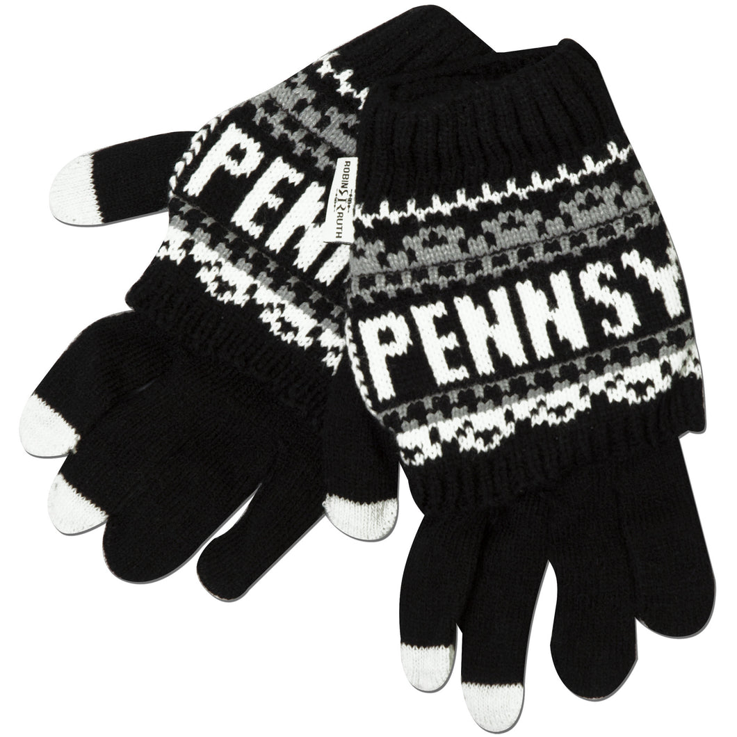 Knit Gloves - Pennsylvania BLACK/WHITE