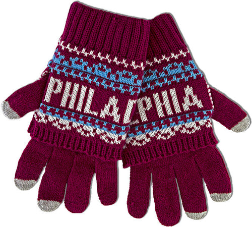 Knit Gloves - Philadelphia HOT PINK/WHITE/BLUE