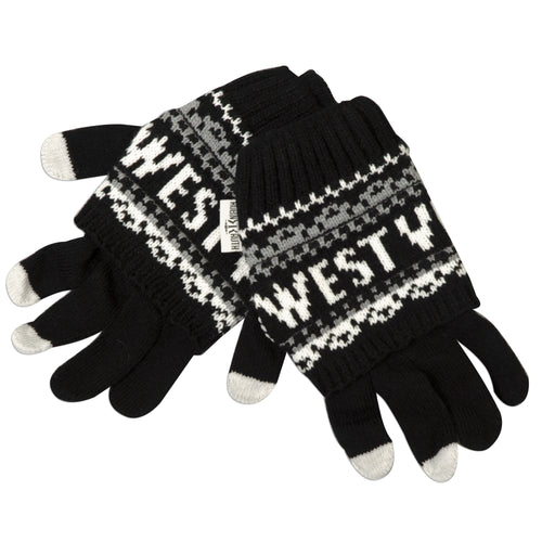 Knit Gloves - West Virginia BLACK/WHITE