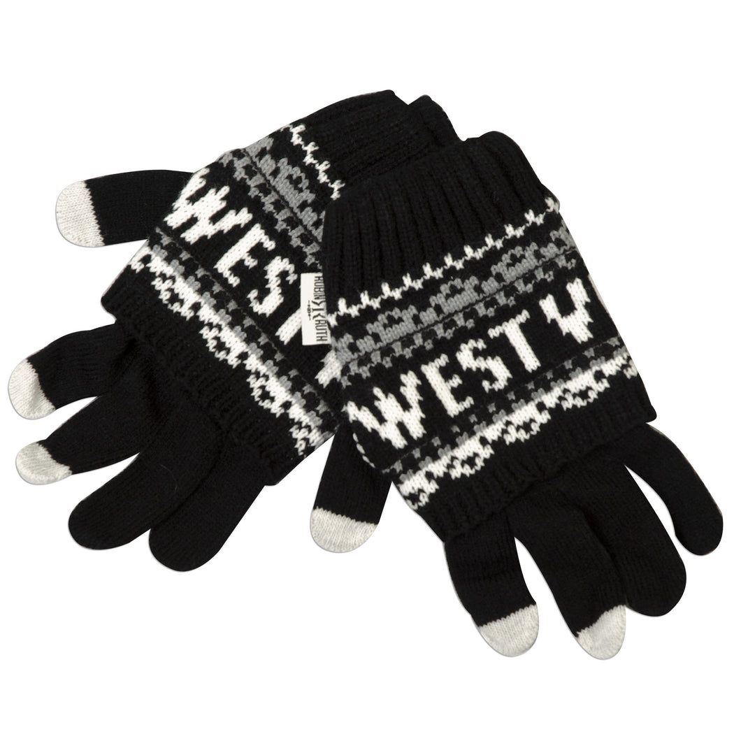 Knit Gloves - West Virginia BLACK/WHITE