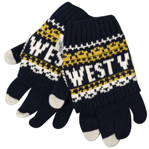 Knit Gloves - West Virginia NAVY/WHITE/GOLD