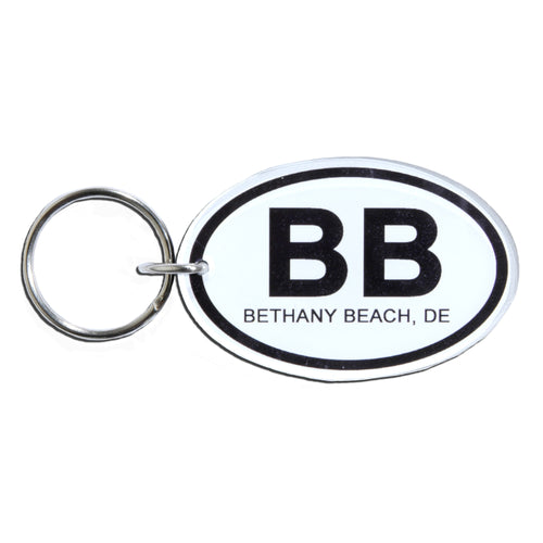 Key Ring Thick Lucite Bethany Beach Euro Oval