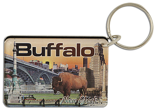 Key Ring Thick Lucite Buffalo Montage