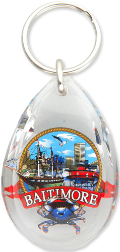 Key Ring Lucite Teardrop Baltimore Banner