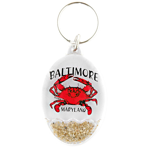 Key Ring Lucite with Sand Baltimore Crab