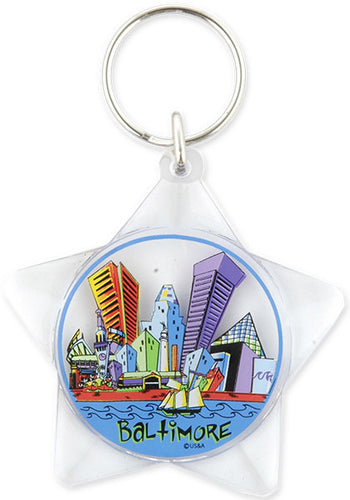 Key Ring Lucite Star Baltimore Cityscape