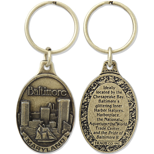 Key Ring Antique Brass Baltimore Skyline