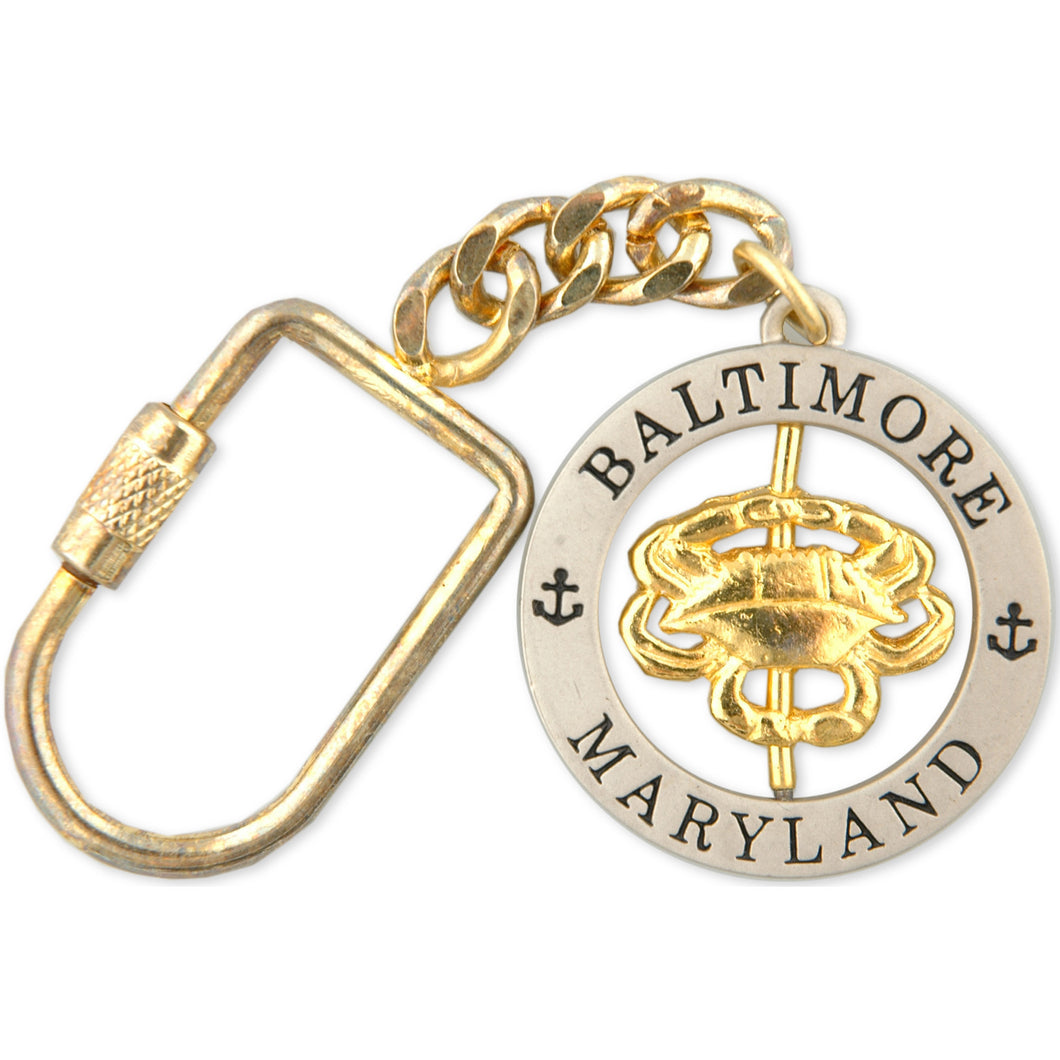Key Ring Rotating Pewter Baltimore Crab