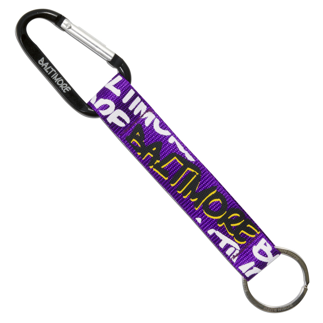 KRBM40 Key Ring with Clip - Baltimore NFL NEON PURPLE/WHITE/BLACK