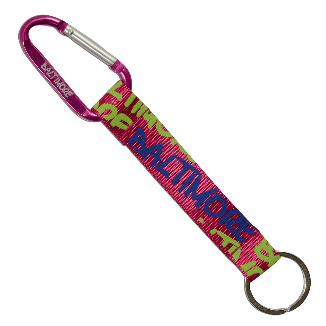 KRBM42 Key Ring with Clip - Baltimore NEON FUCHSIA/YELLOW/BLUE