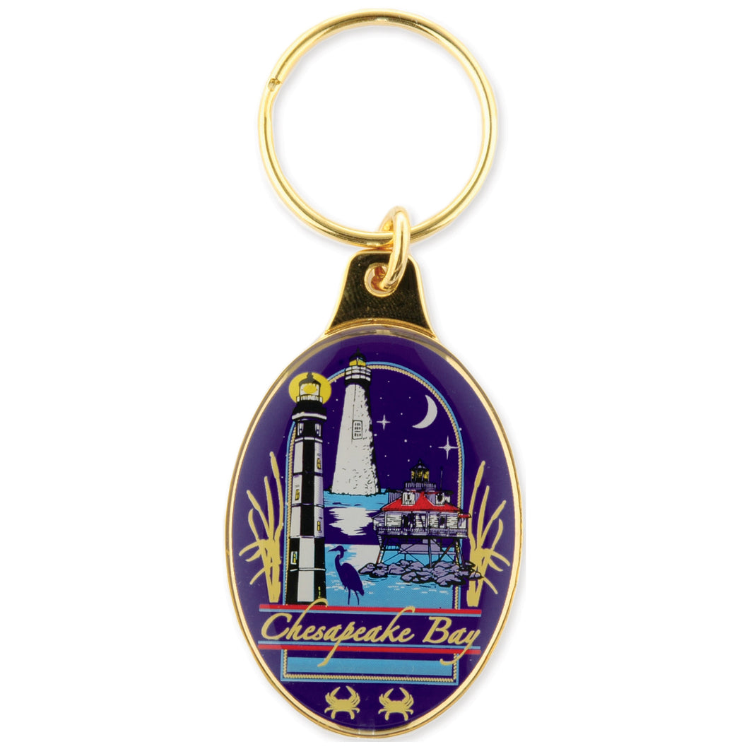 Key Ring Brass Oval Chesapeake Bay Night