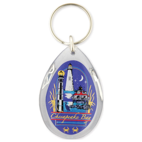 Key Ring Lucite Teardrop Chesapeake Bay Night