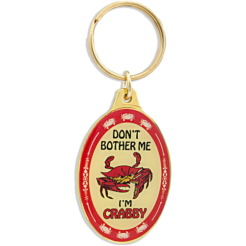 Key Ring Brass Oval I'm Crabby
