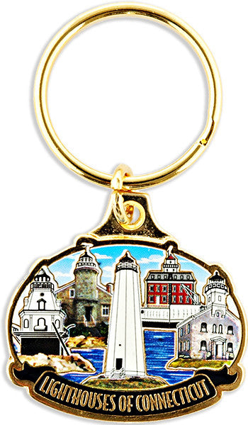 Key Ring Color-Filled Connecticut Lighthouses