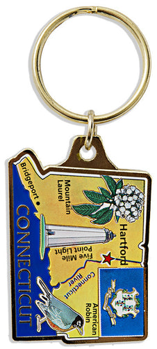 Key Ring Color-Filled Connecticut Map