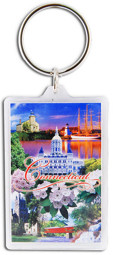 Key Ring 2x3 Lucite Connecticut Photo Montage