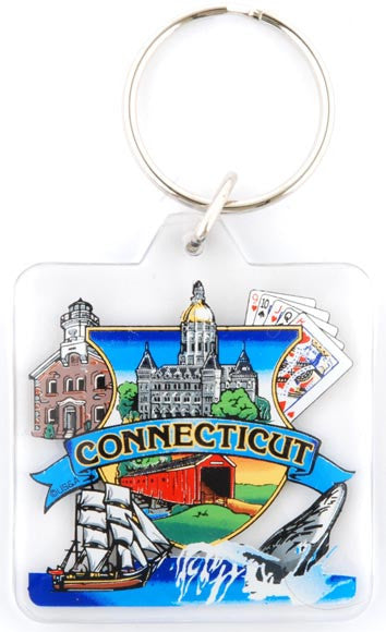 Key Ring Lucite Square Connecticut Montage