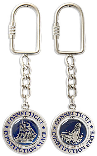 Key Ring Pewter Rotator Connecticut Ship Whale
