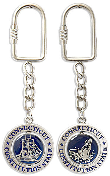 Key Ring Pewter Rotator Connecticut Ship Whale