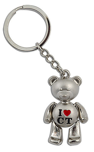 Key Ring Moving Bear Silver I Heart CT