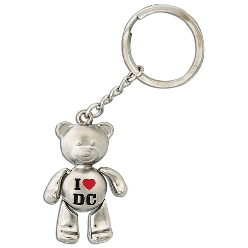 Key Ring Moving Bear Silver I Heart DC